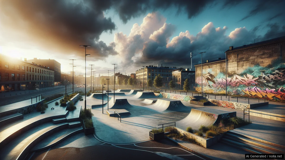 Lappeenrantaan avataan uusi skeittipuisto — skeittauksen tunnelmakuva